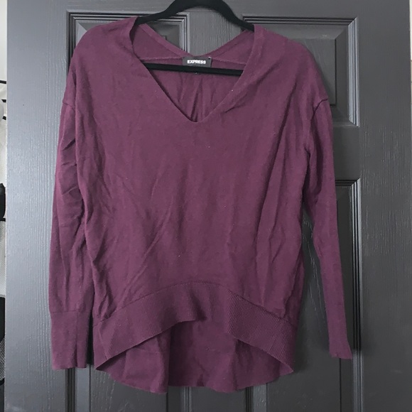 Small Express Plum V Neck Sweater - Picture 1 of 3